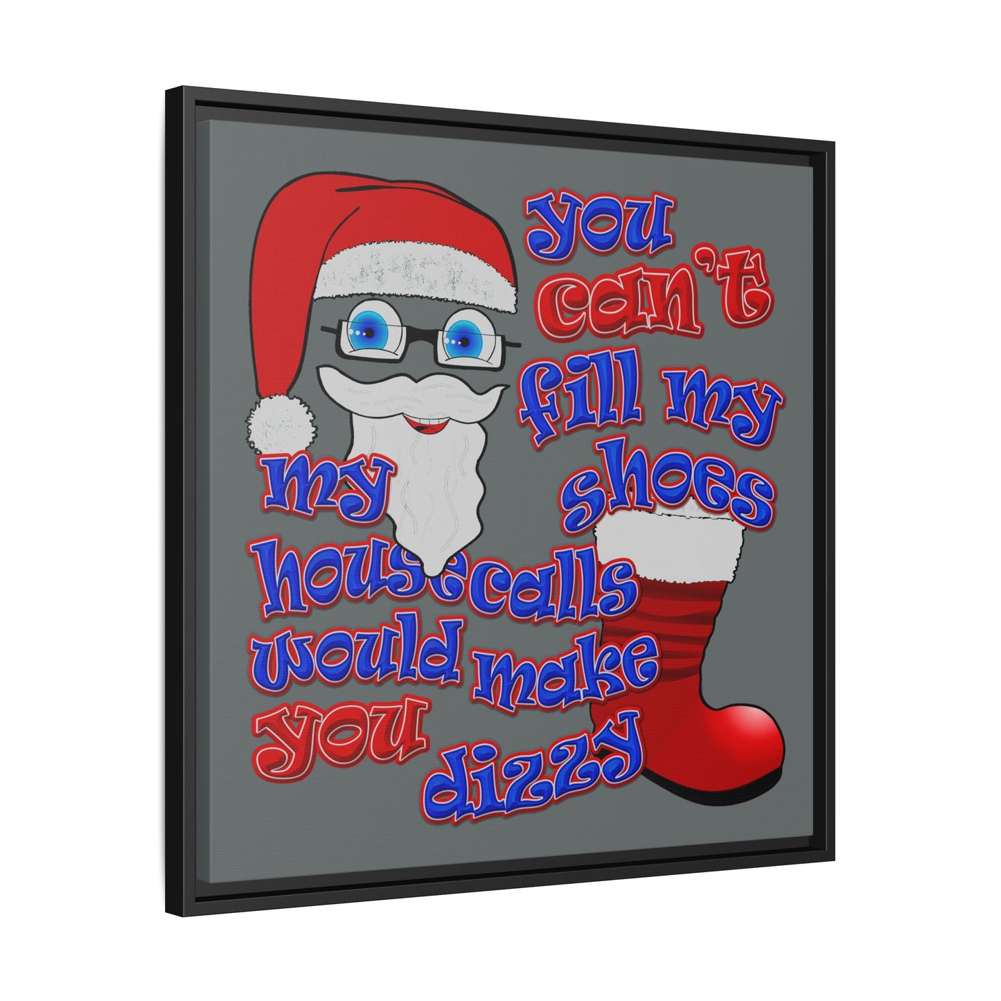 santa's shoes - framed canvas art (dark grey)
