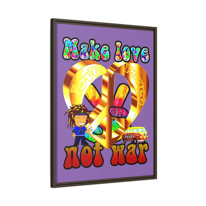 love peace - framed canvas art (light purple)