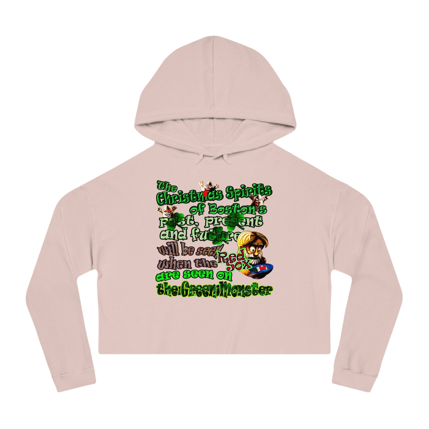 christmas spirits of boston - Women’s Cropped Hooded Sweatshirt