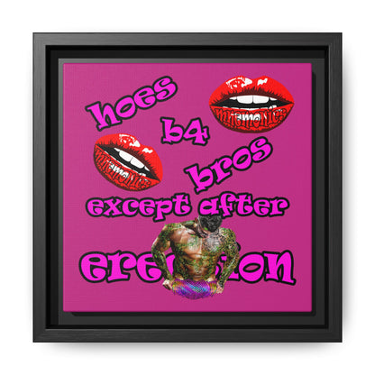 hoes b4 bros - framed canvas art (pink)