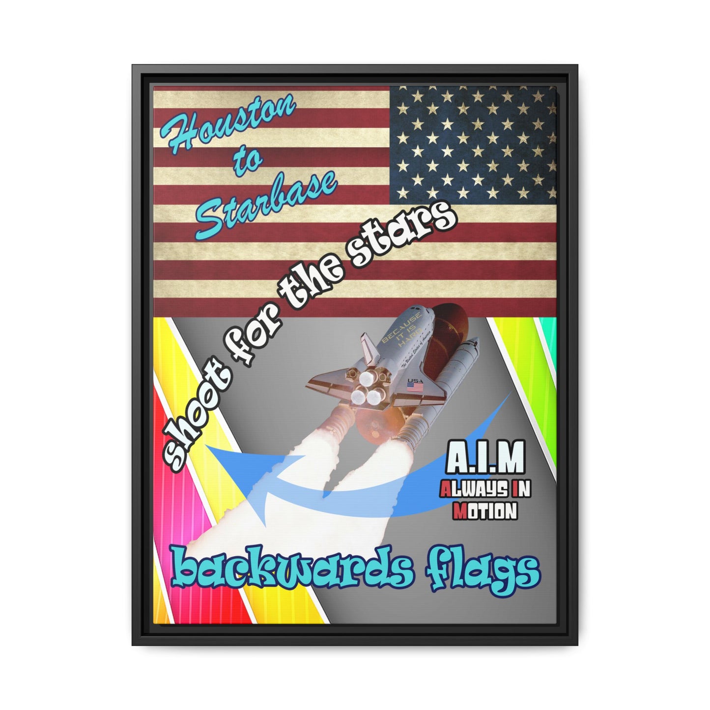 shoot for the stars - framed canvas art (rainbow split)