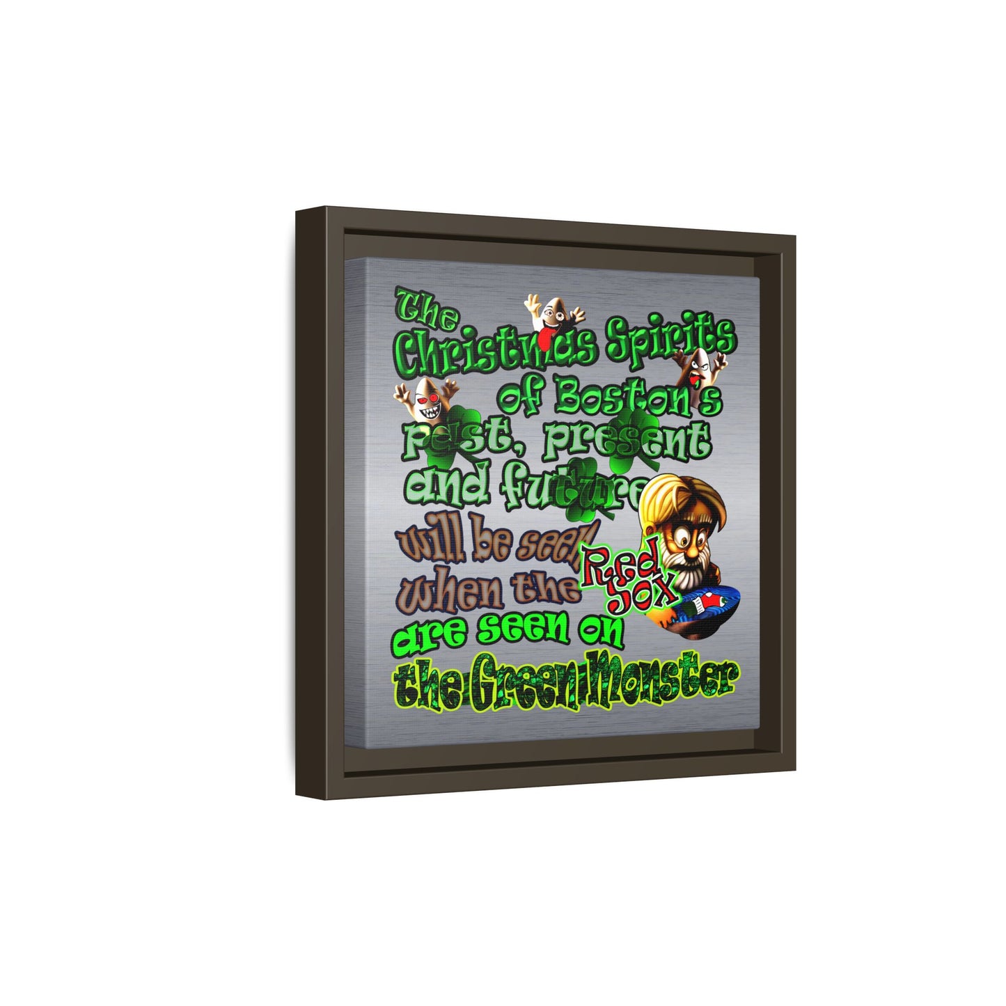 christmas spirits of boston - framed canvas art (brushed nickel)