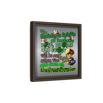 christmas spirits of boston - framed canvas art (brushed nickel)