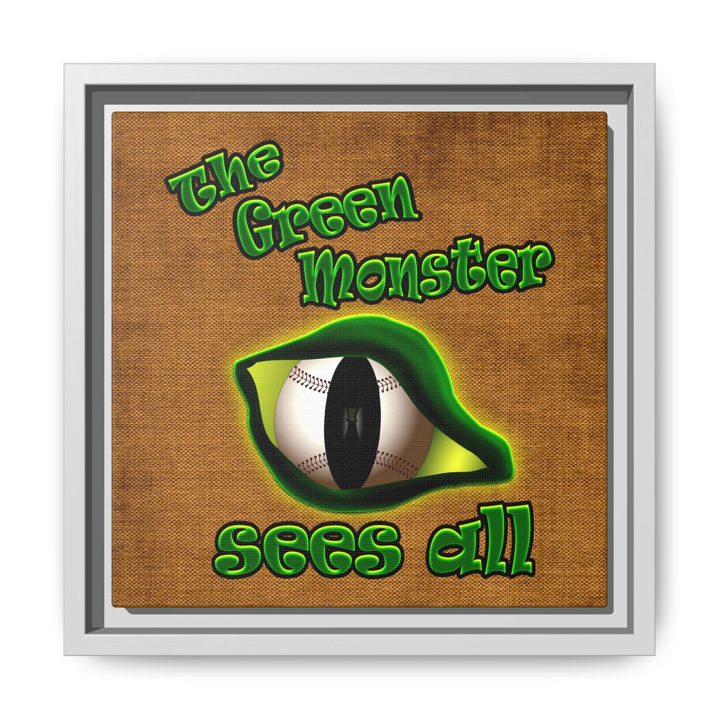 green monster - framed canvas art (brown papyrus)