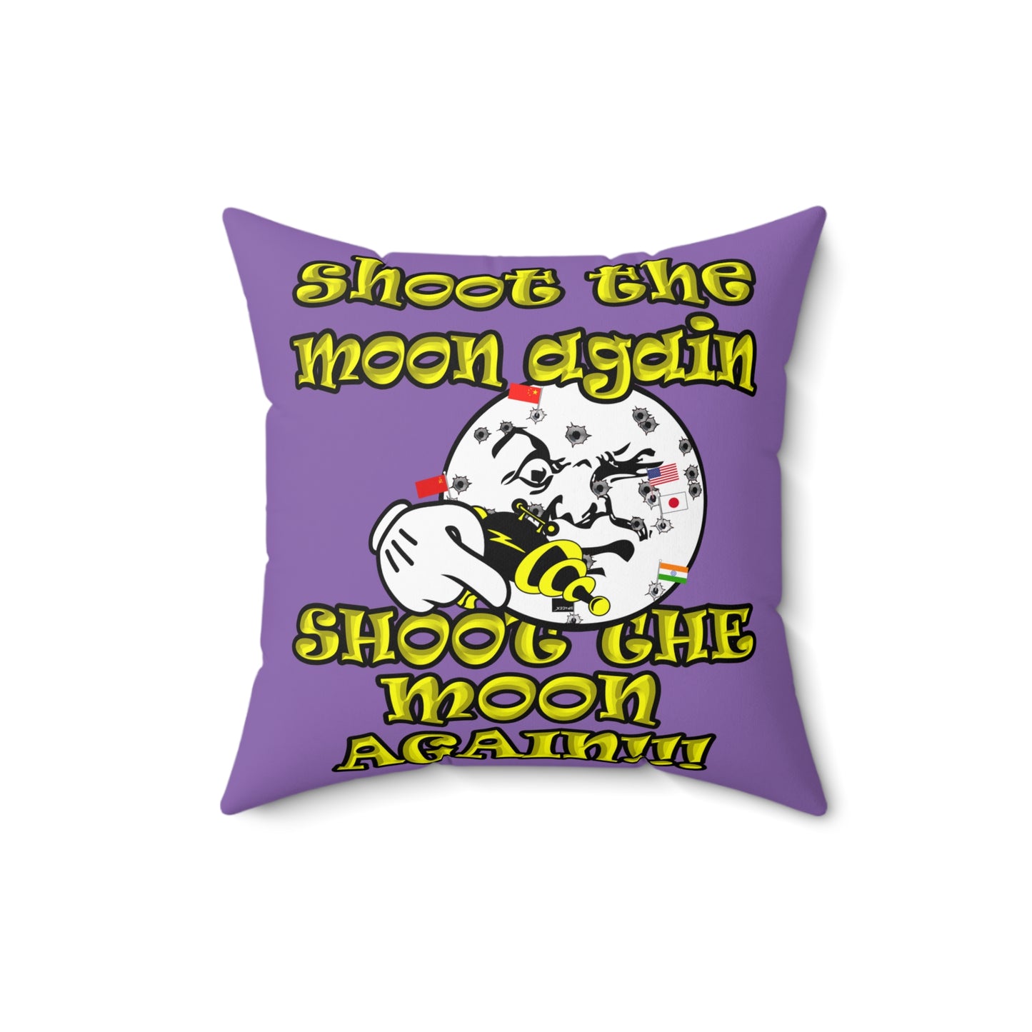 shoot the moon again - Spun Polyester Square Pillow - (light purple)