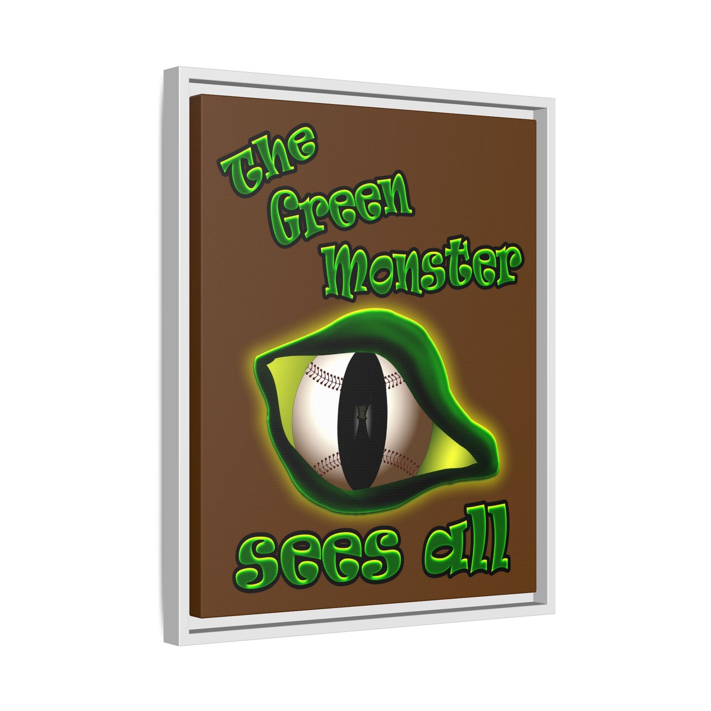 green monster - framed canvas art (brown)