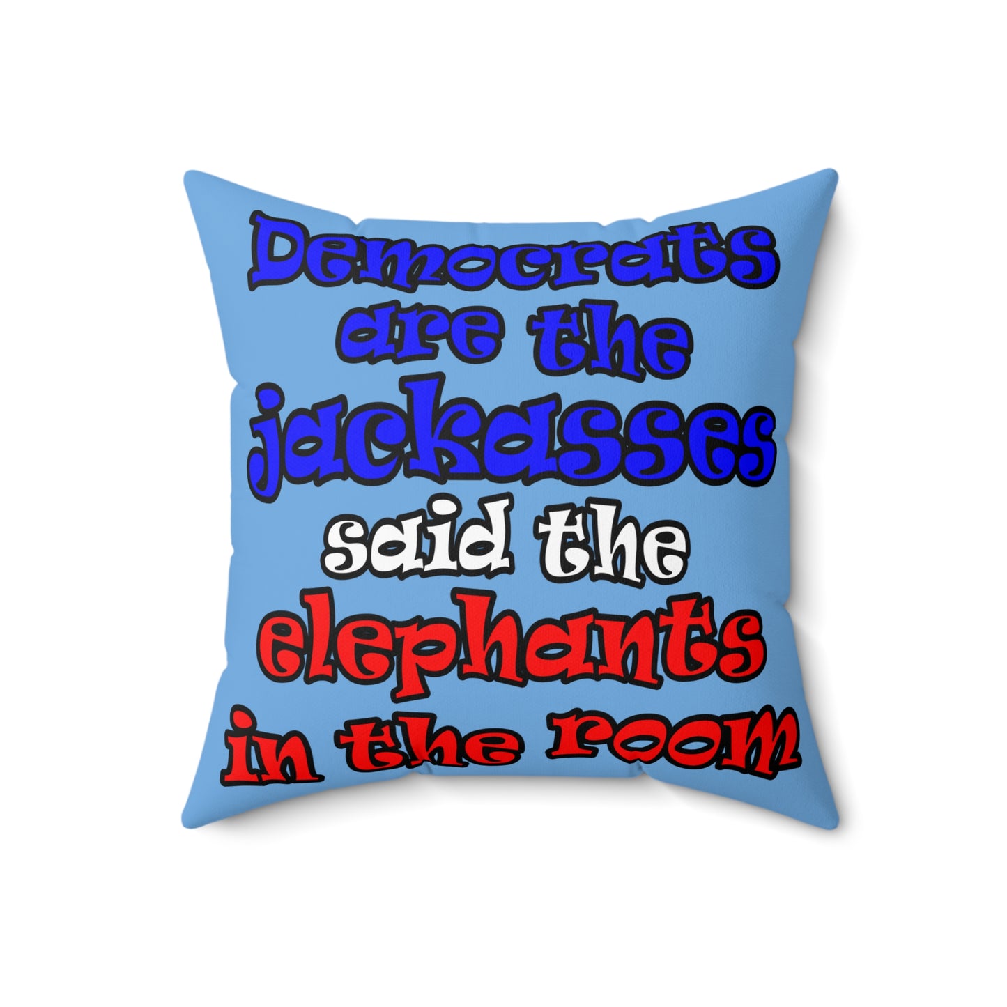 donkeys and elephants - Spun Polyester Square Pillow - (light blue)