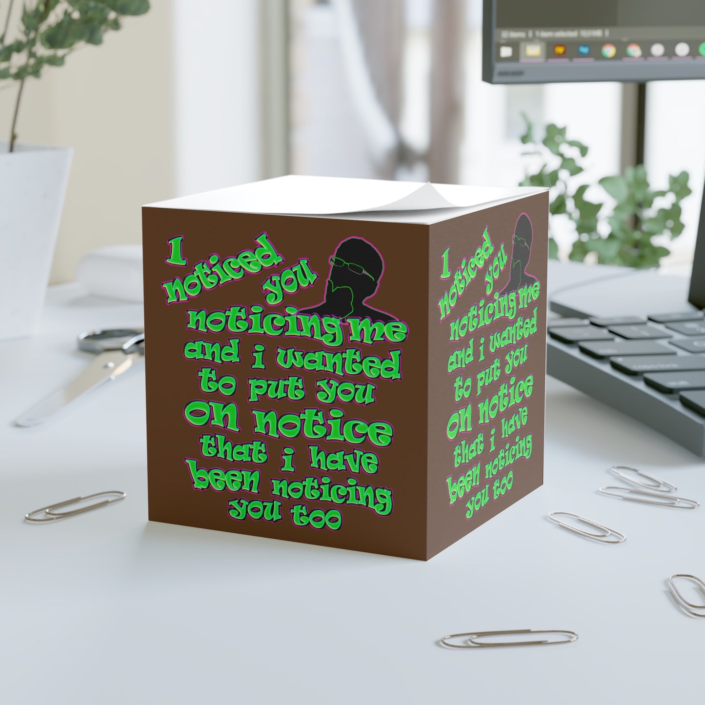 noticed you noticing - note cube (brown)