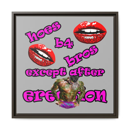 hoes b4 bros - framed canvas art (light grey)