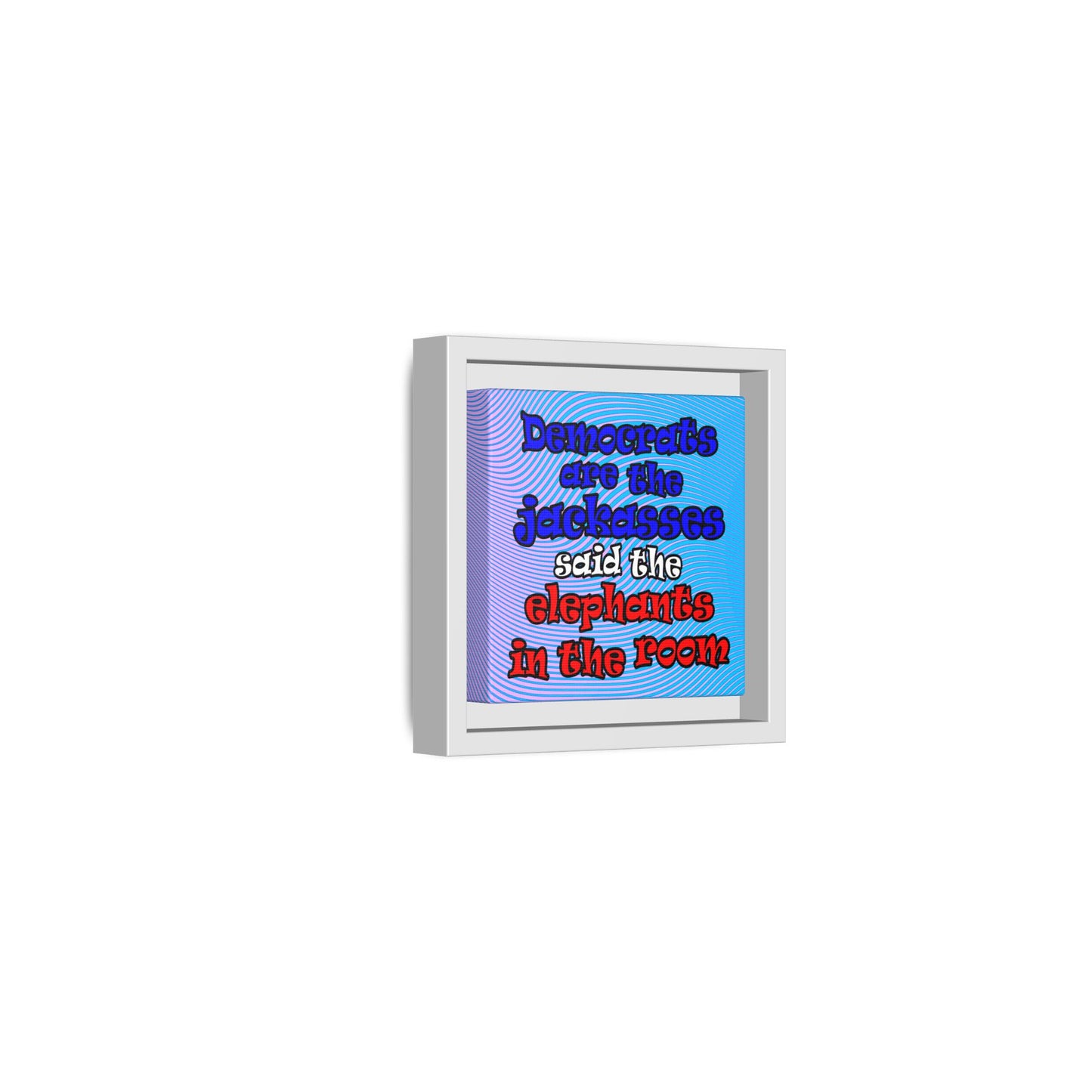 donkeys and elephants - framed canvas art (light blue-purple wave)