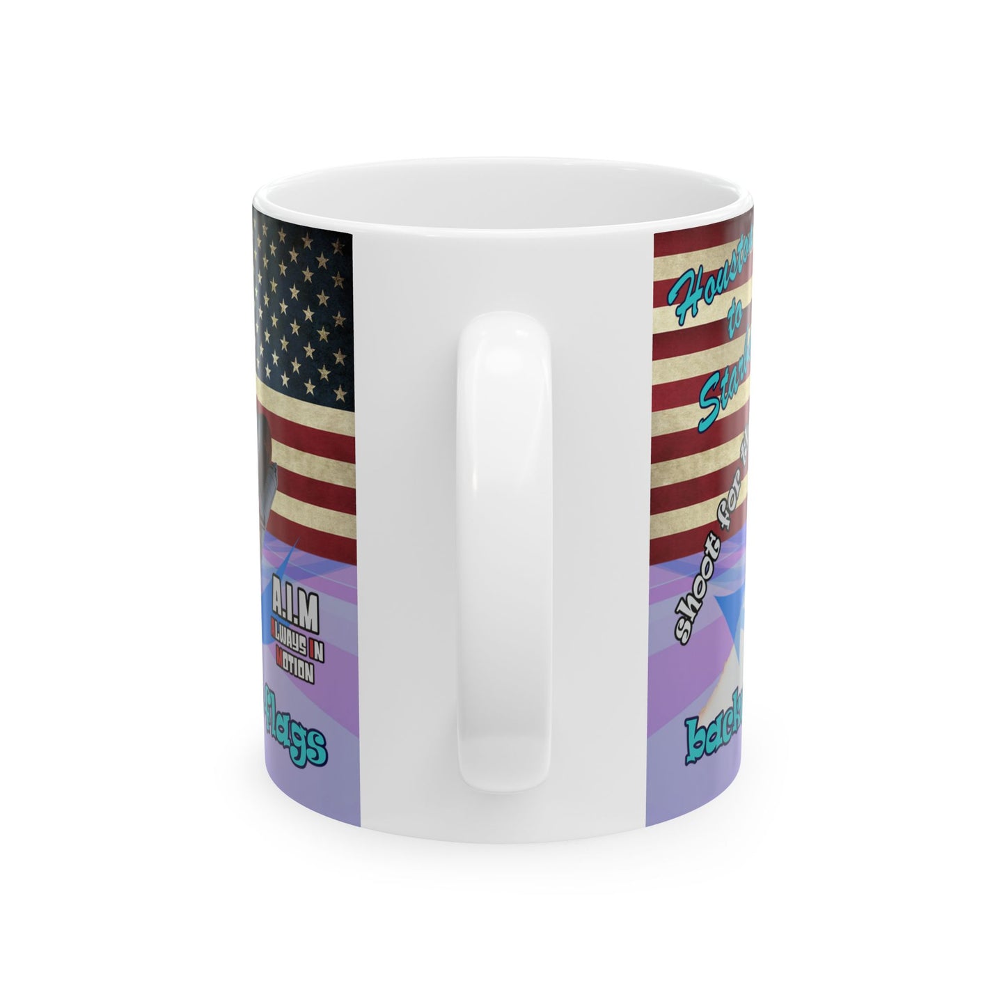 shoot for the stars - White Mug (light blue-pink wave)