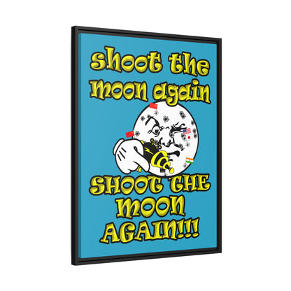 shoot the moon again - framed canvas art (turquoise)