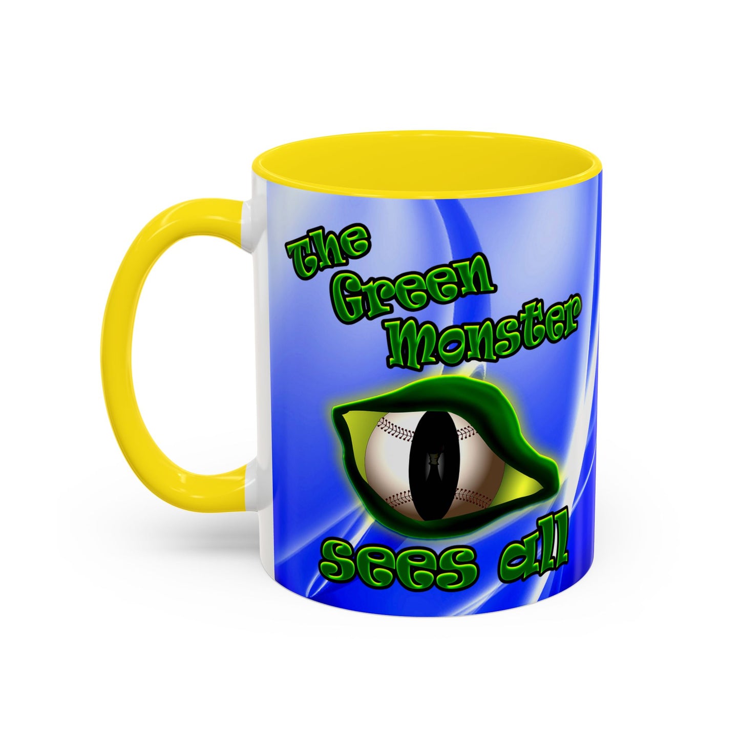 green monster - Accent Mug (blue-white wave)