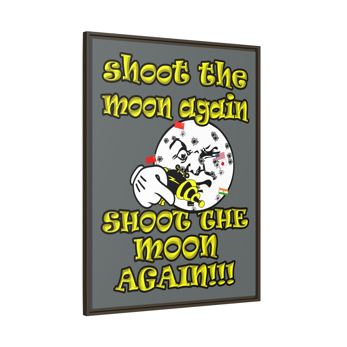 shoot the moon again - framed canvas art (dark grey)