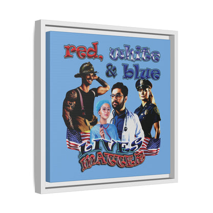 rw&b lives matter - framed canvas art (light blue)