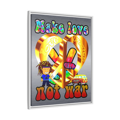 love peace - framed canvas art (brushed nickel)