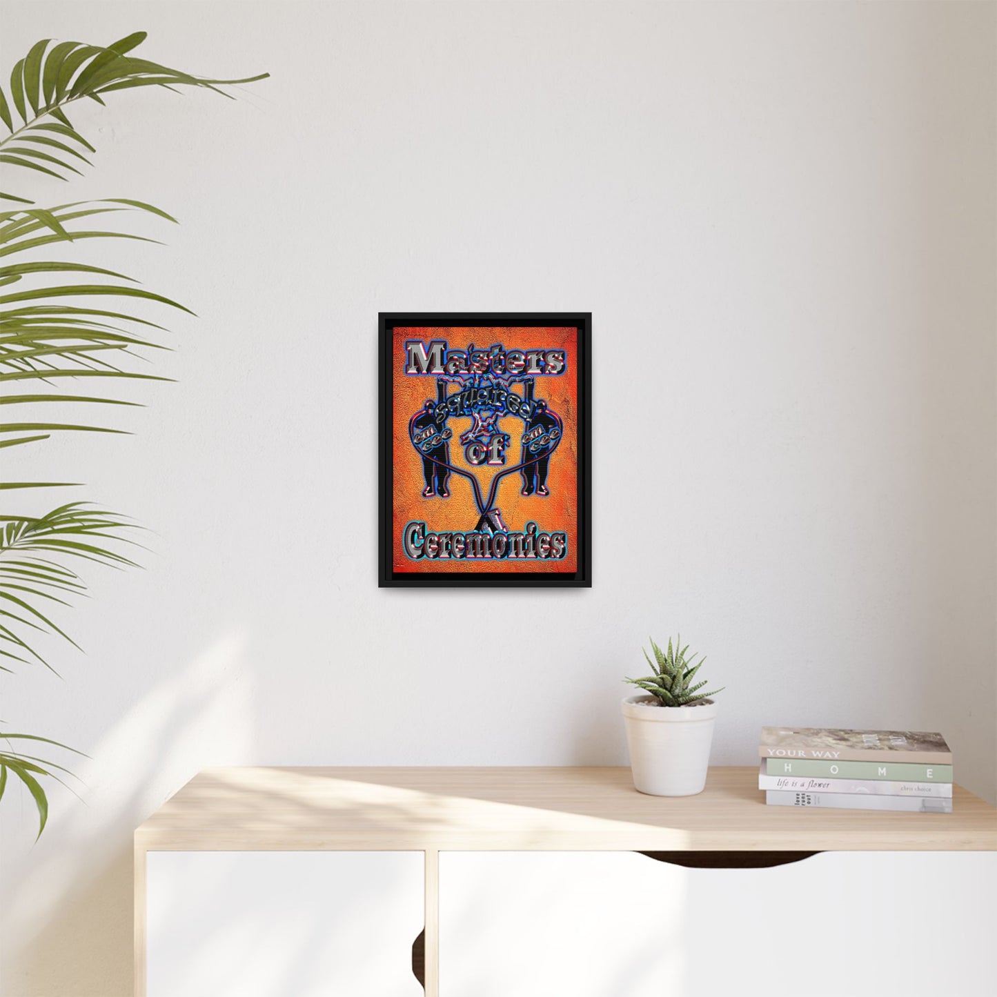 em cee squared - framed canvas art (burnt orange)