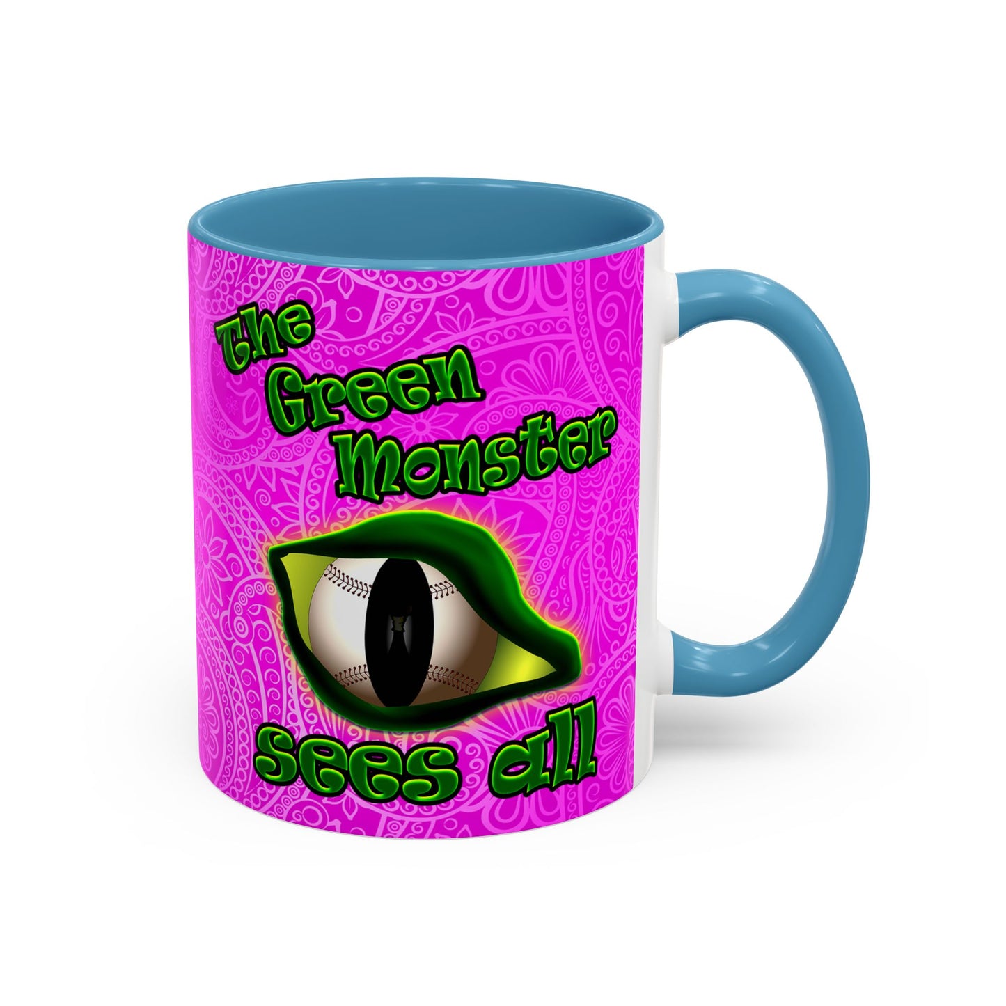 green monster - Accent Mug (pink swirl)