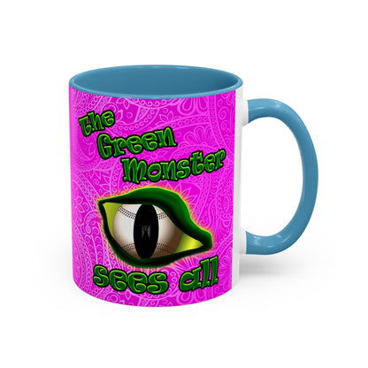 green monster - Accent Mug (pink swirl)
