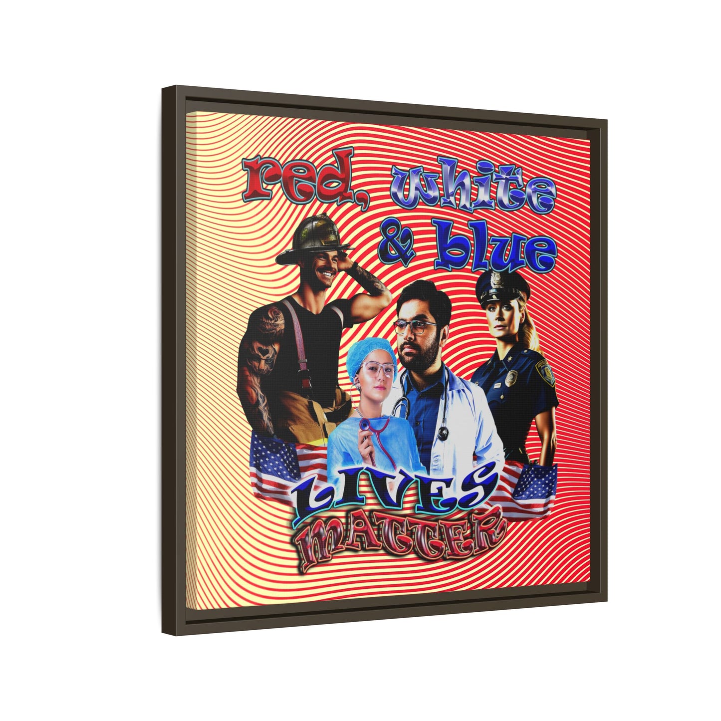 rw&b lives matter - framed canvas art (yellow-orange wave)