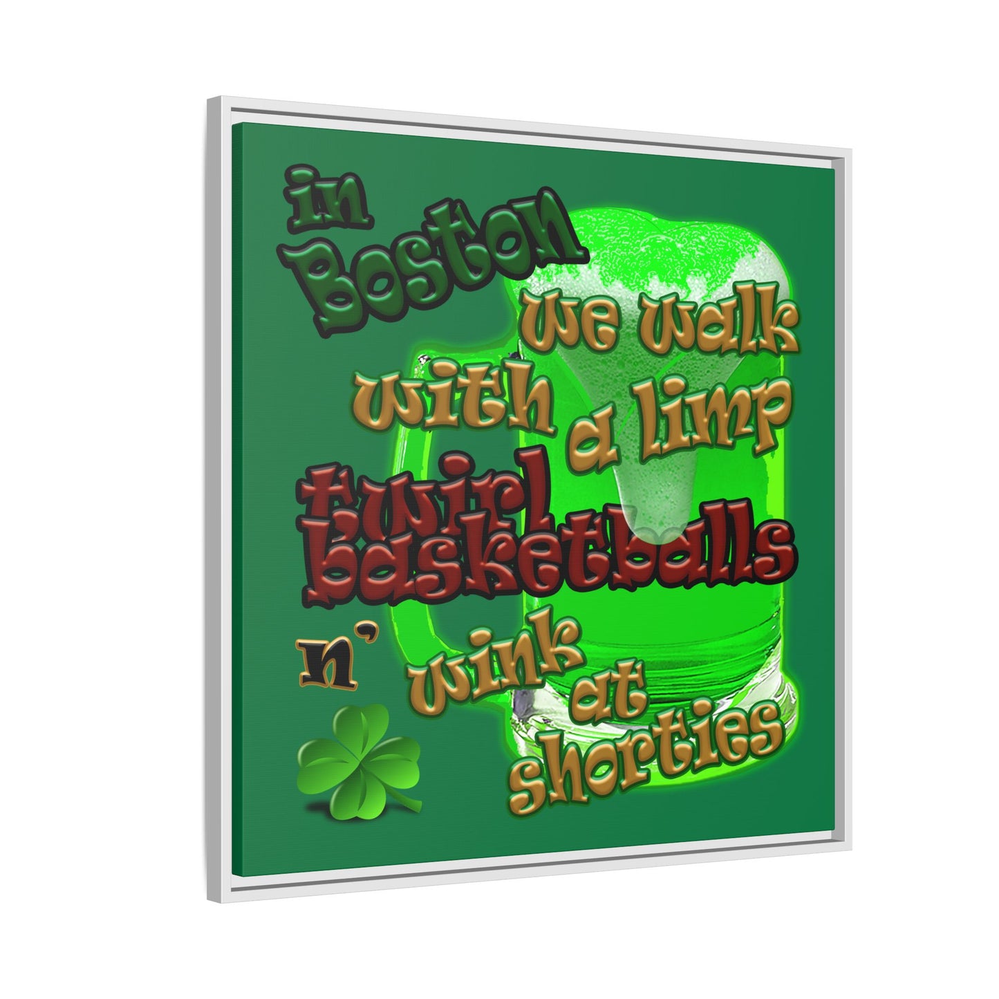 celtics logo - framed canvas art (dark green)