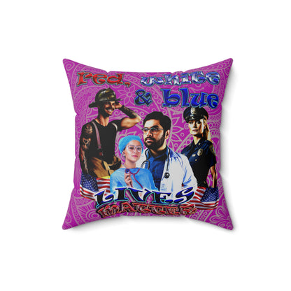 rw&b lives matter - Spun Polyester Square Pillow - (pink swirl)