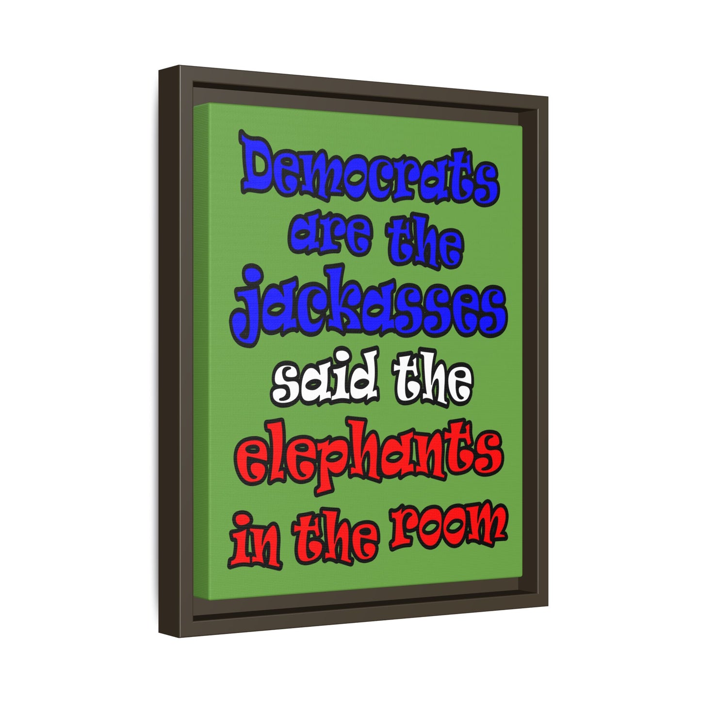 donkeys and elephants - framed canvas art (green)