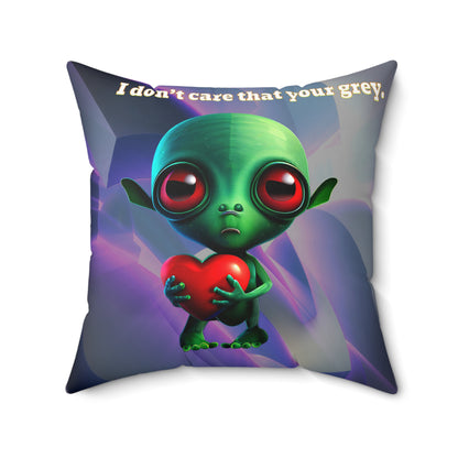 I don't care that your grey - Spun Polyester Square Pillow - (grey-pink wave)