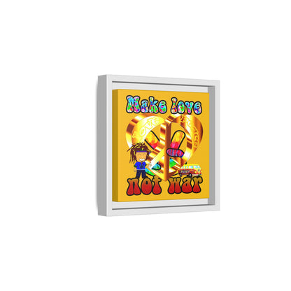 love peace - framed canvas art (yellow)