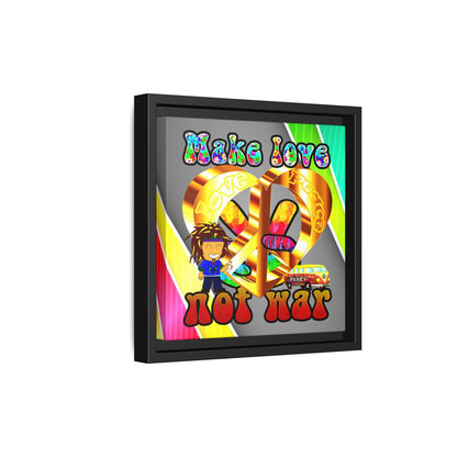 love peace - framed canvas art (rainbow split)