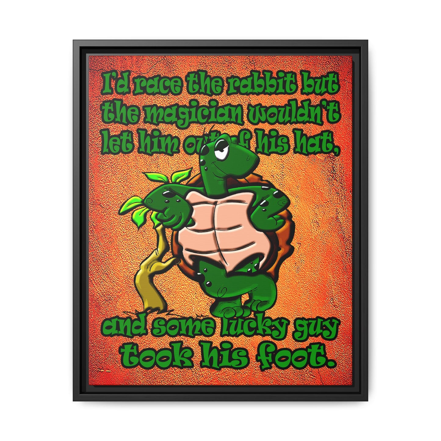 turtle race - framed canvas art (burnt orange)