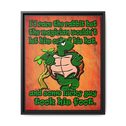 turtle race - framed canvas art (burnt orange)