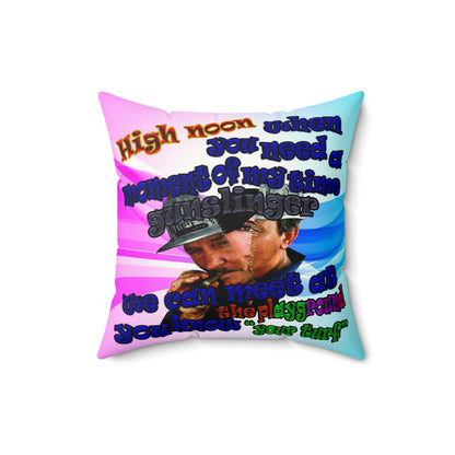 high noon - Faux Suede Square Pillow - (light blue-pink wave)