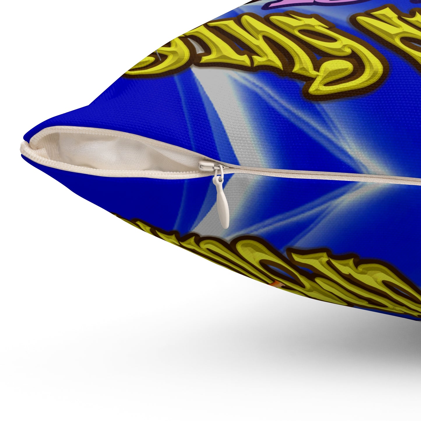 the bum's shit - Spun Polyester Square Pillow - (blue-white wave)