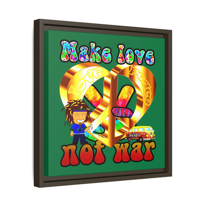 love peace - framed canvas art (dark green)