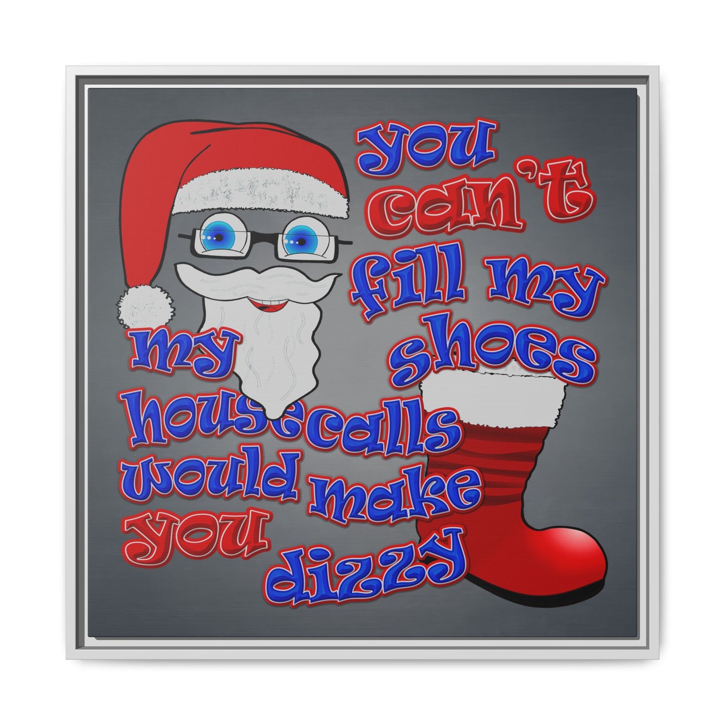 santa's shoes - framed canvas art (grey-light grey)