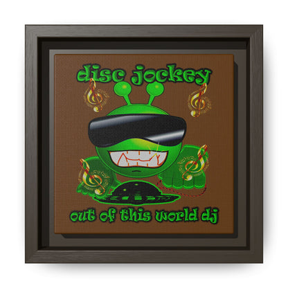disc jockey - framed canvas art (brown)