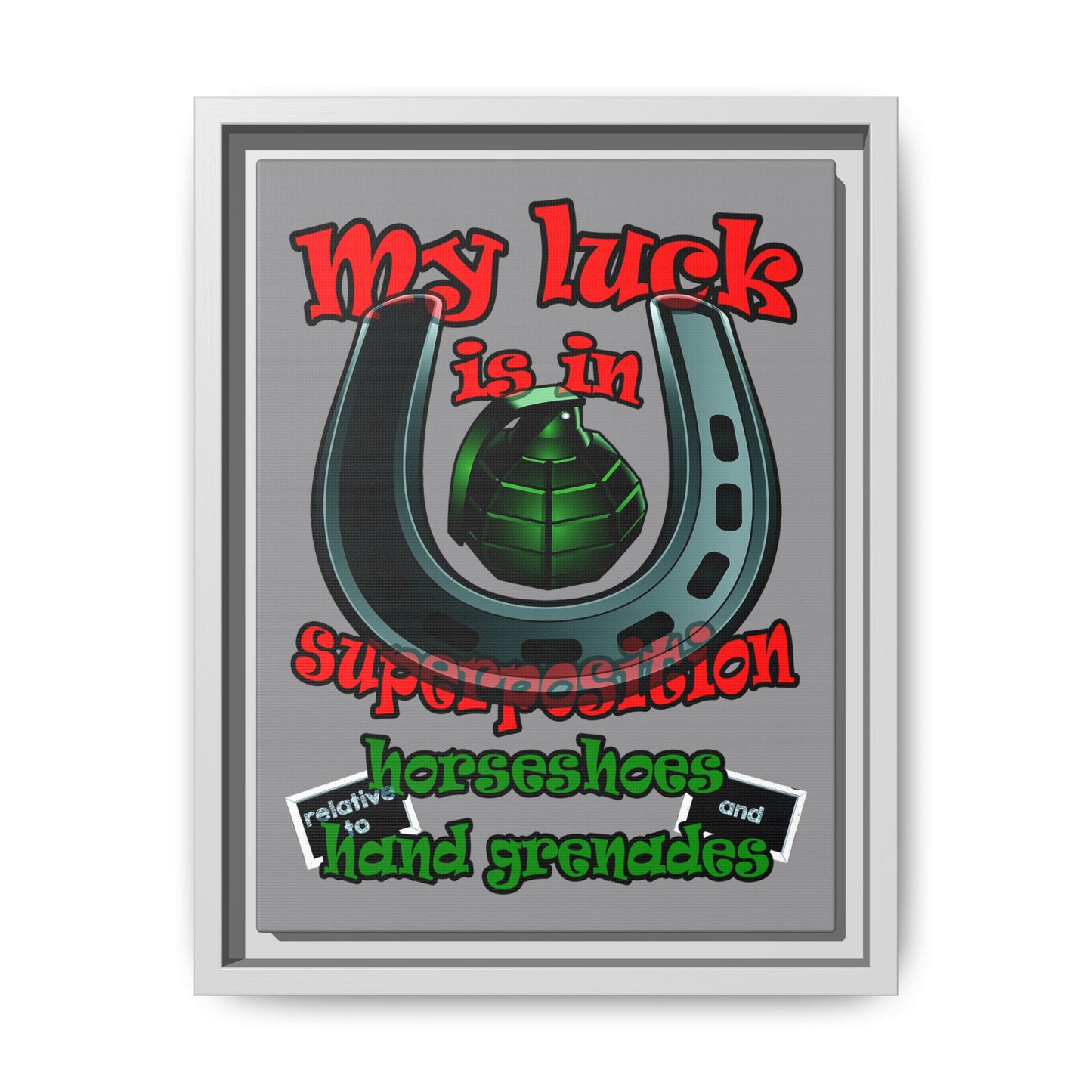 my luck - framed canvas art (grey)