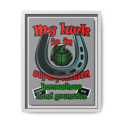 my luck - framed canvas art (grey)
