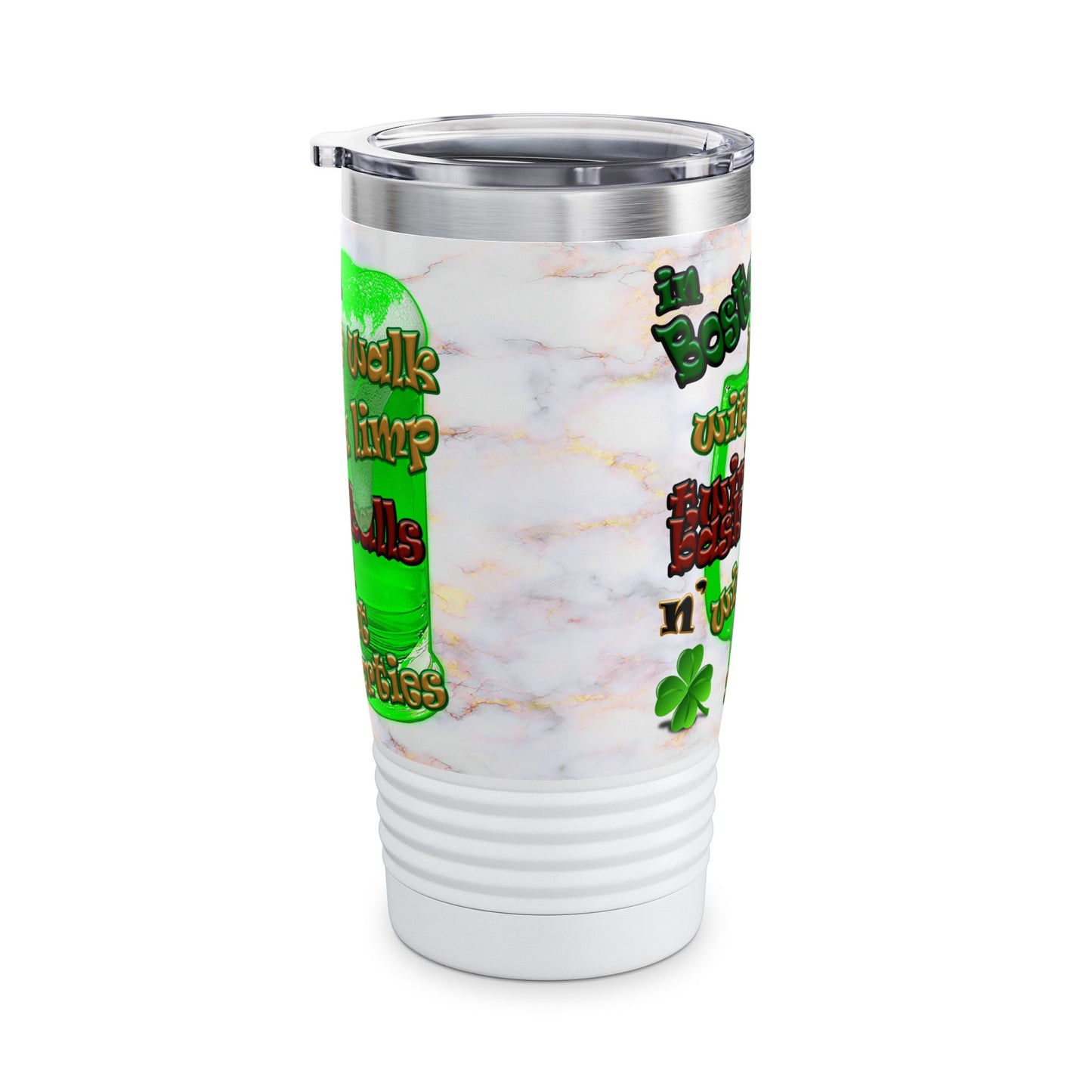 celtics logo - Ringneck Tumbler, 20oz (white marble)