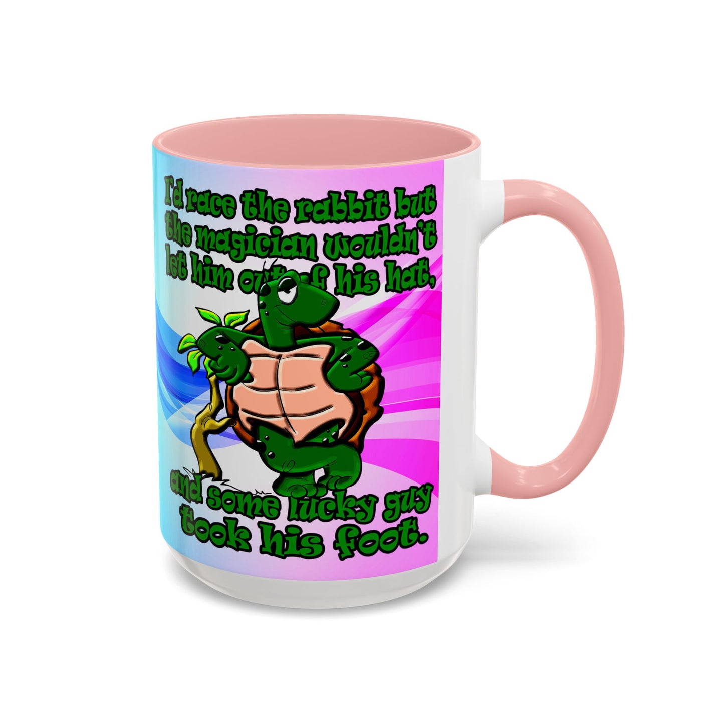 turtle race - Accent Mug (light blue-pink wave)