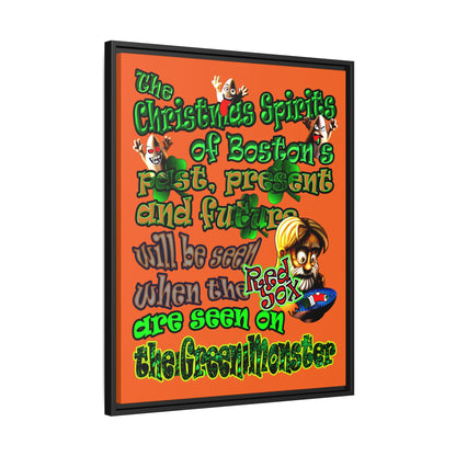 christmas spirits of boston - framed canvas art (orange)