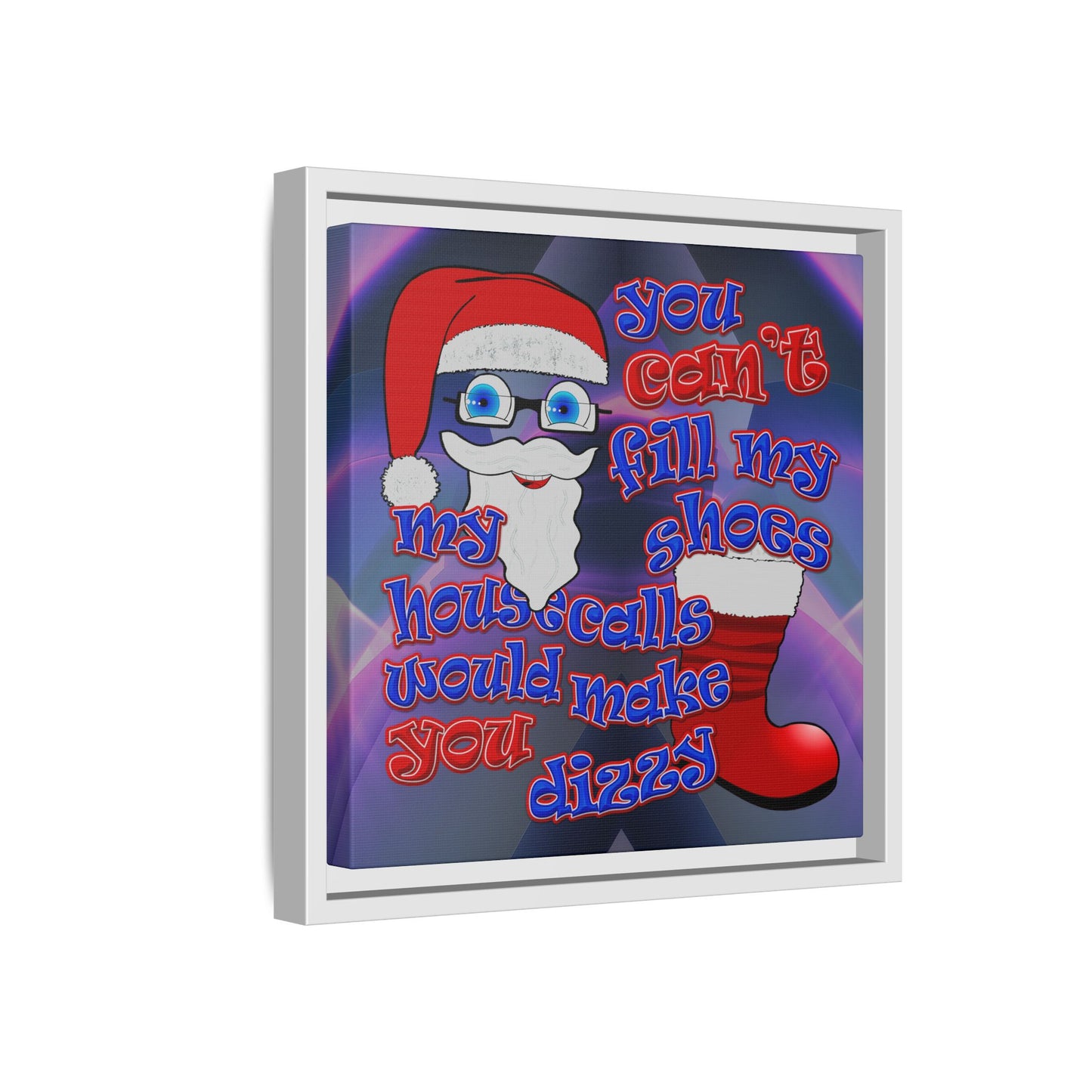 santa's shoes - framed canvas art (grey-pink wave)