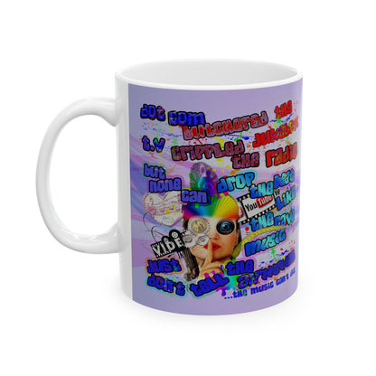 drop the beat - White Mug (light blue-pink wave)