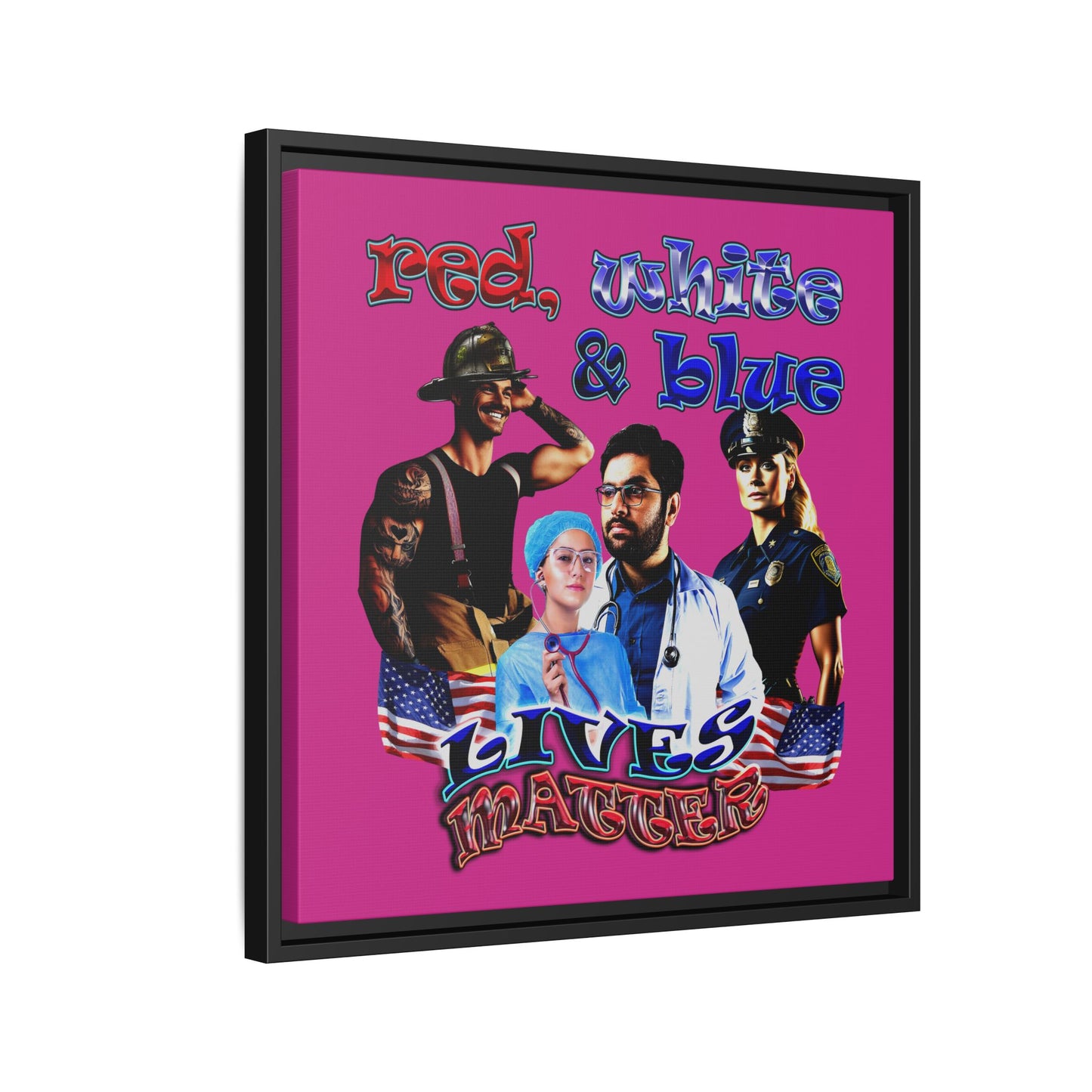 rw&b lives matter - framed canvas art (pink)