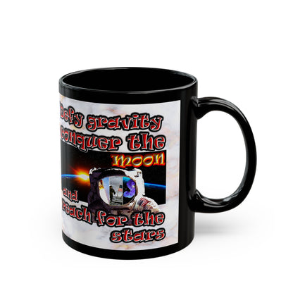 defy conquer reach - Black Mug (white marble)