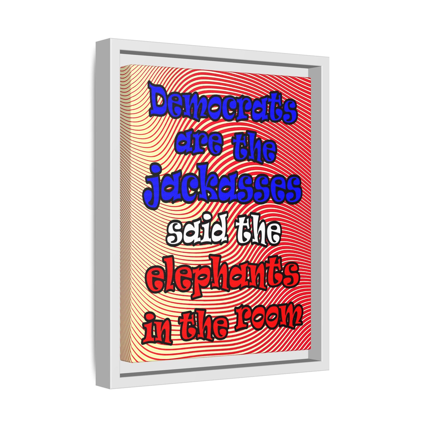 donkeys and elephants - framed canvas art (yellow-orange wave)