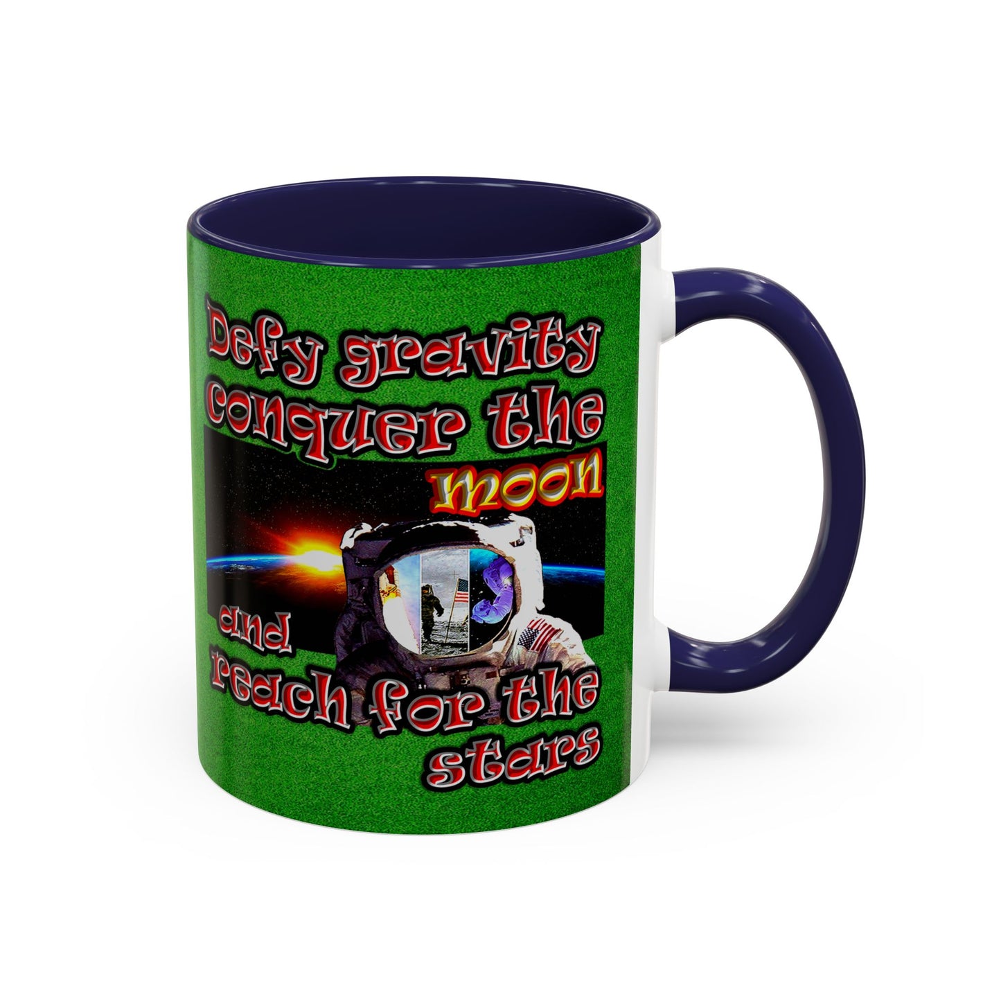 defy conquer reach - Accent Mug (green turf)