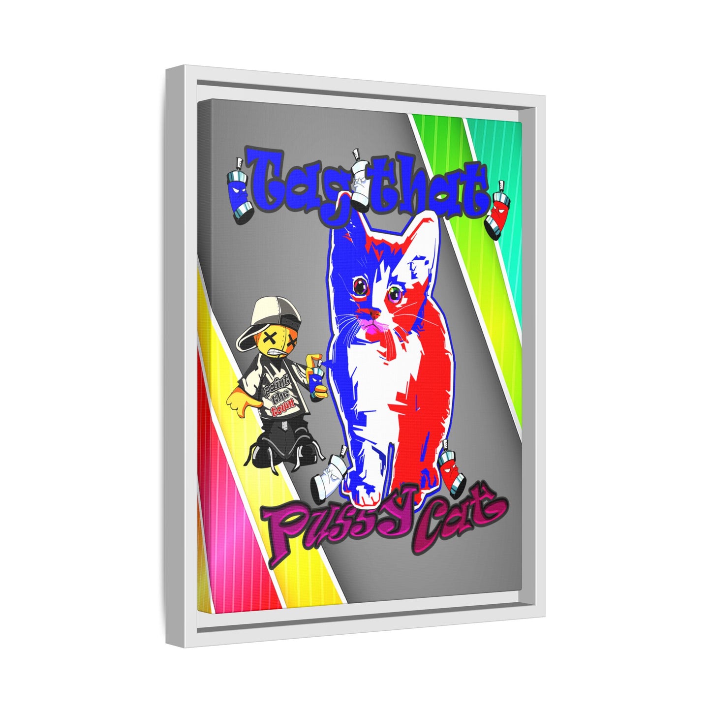tag that - framed canvas art (rainbow split)