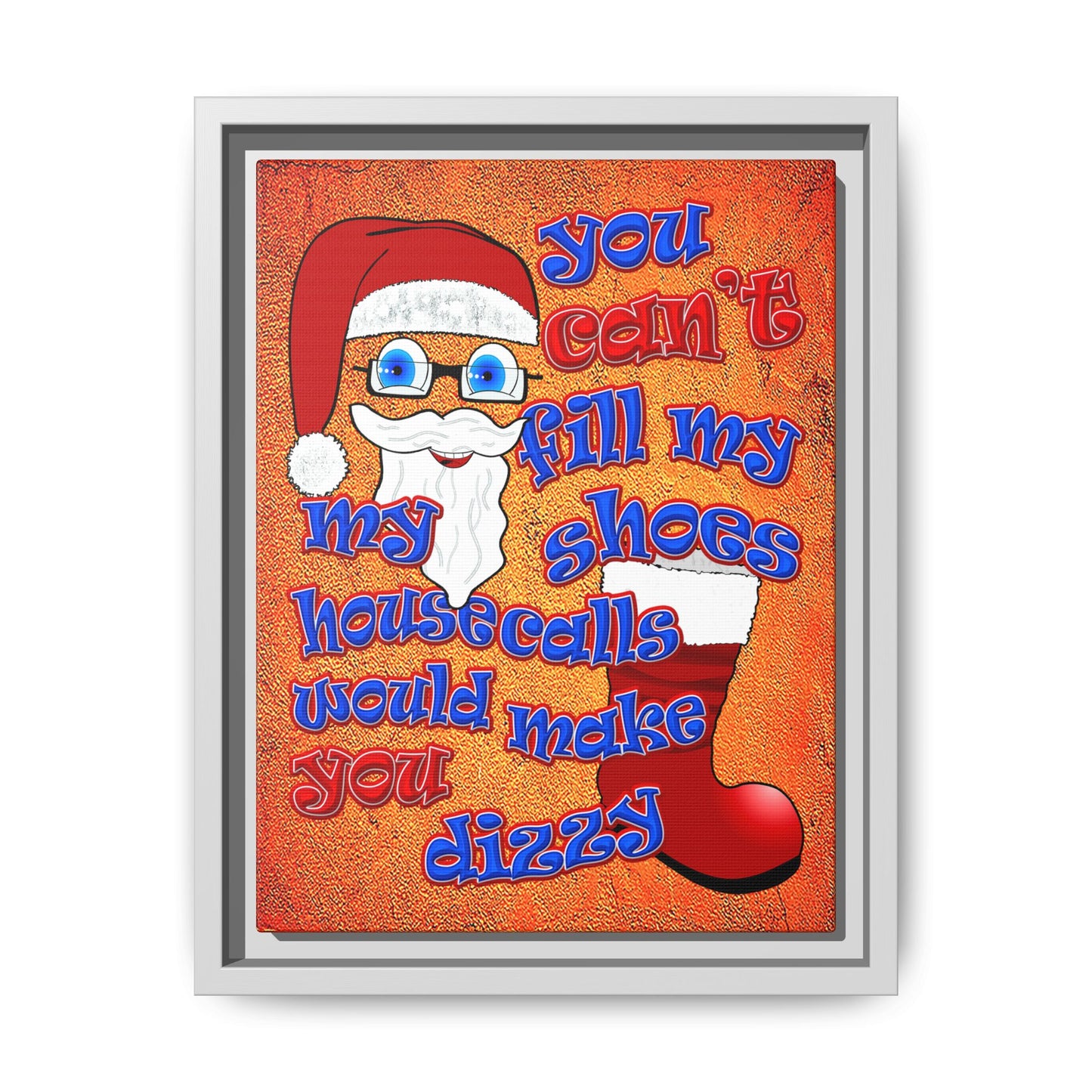 santa's shoes - framed canvas art (burnt orange)